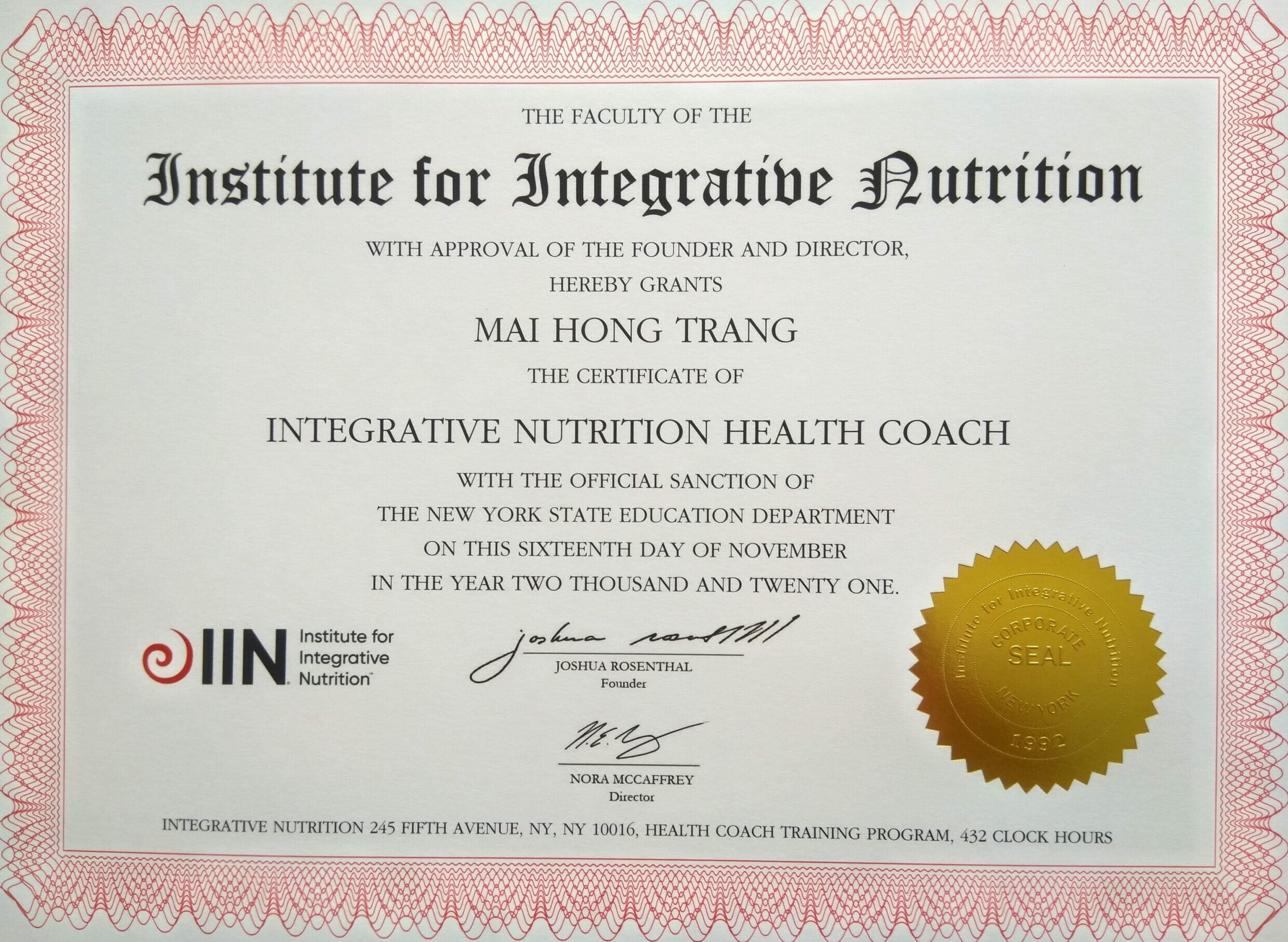 Integrative Health Coach Certificate